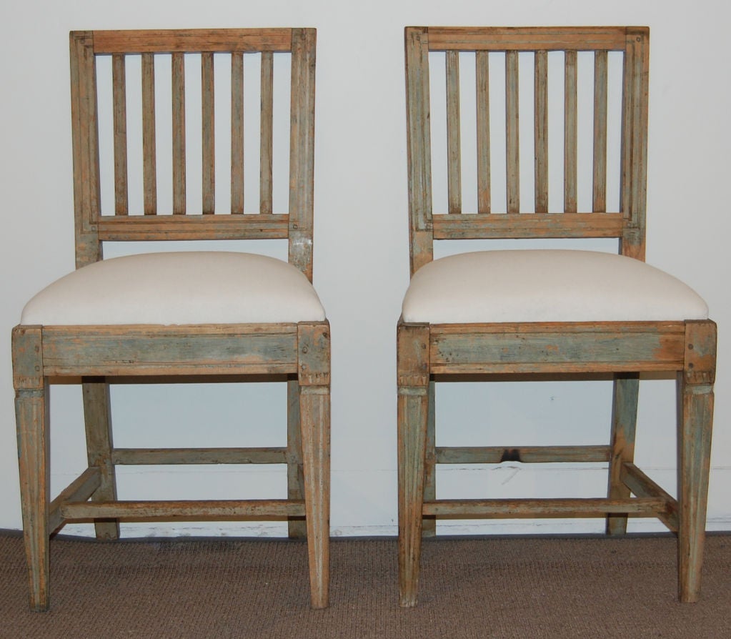 Pair of Antique Swedish Country Gustavian Side Chairs