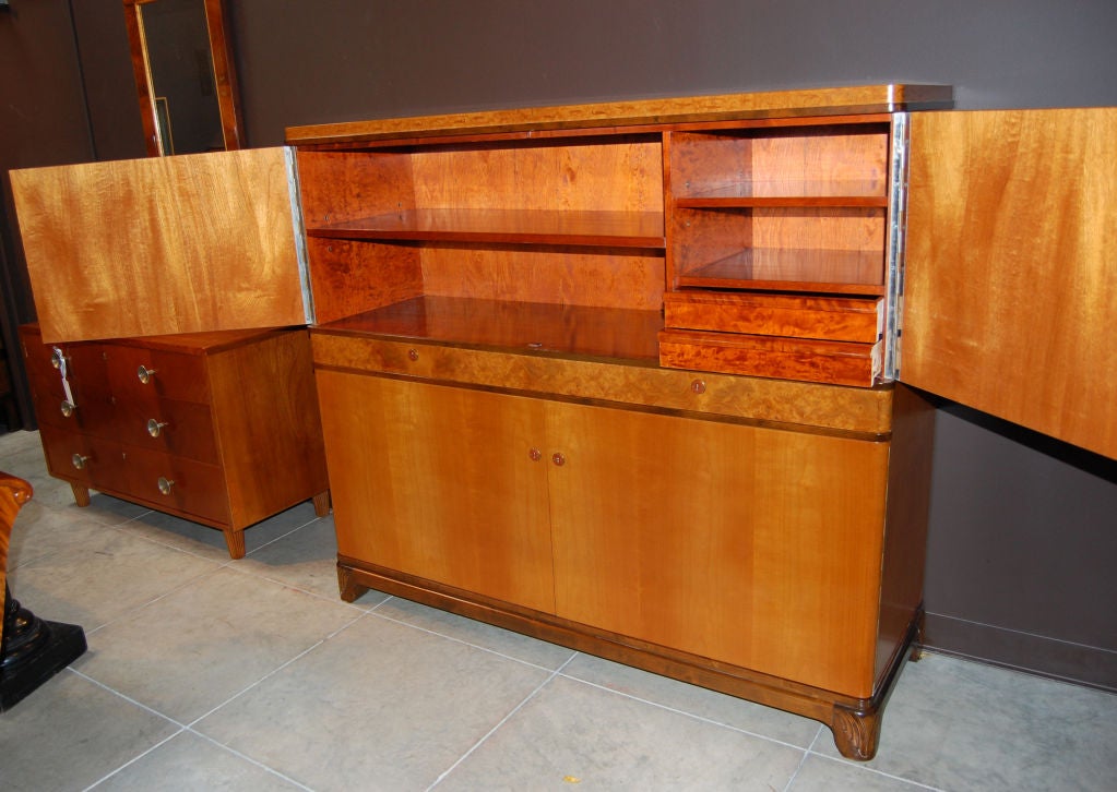 Schwedische Art-Déco-Aufbewahrungs- und Barschrank mit Intarsien (20. Jahrhundert)