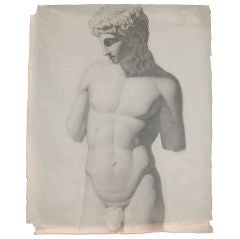 Antique Swedish Nude Drawing dated 1864 by Christine Sundberg