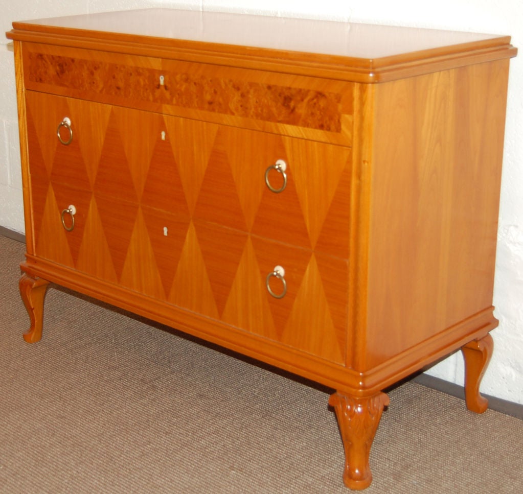Woodwork Swedish Harlequin Diamond Parquetry Chest of Drawers 