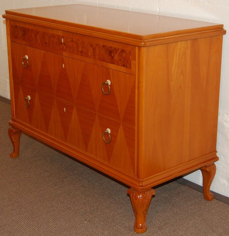 Hollywood Regency Swedish Harlequin Diamond Parquetry Chest of Drawers 