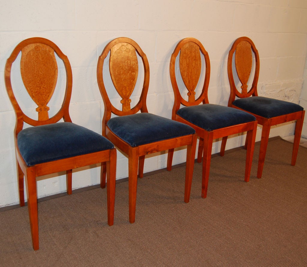 Inlay Vintage Swedish Golden Birch Burl Dining Chairs - Set of Four