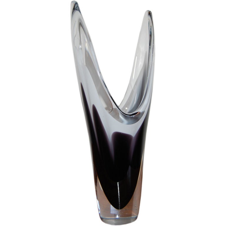 Vintage Flygsfors Coquille Art Glass Vase by Paul Kedelv