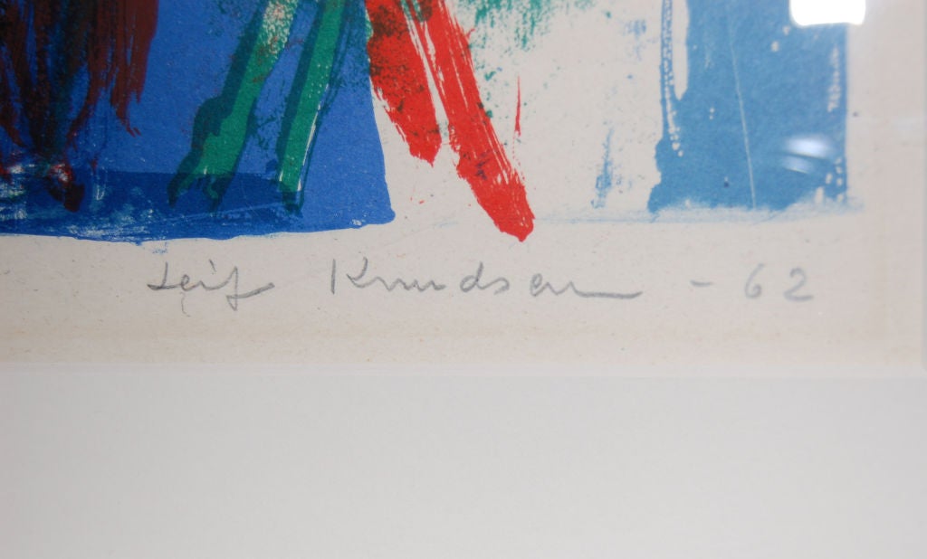 Swedish Abstract Lithograph by Leif Knudsen c. 1962 In Good Condition For Sale In Atlanta, GA