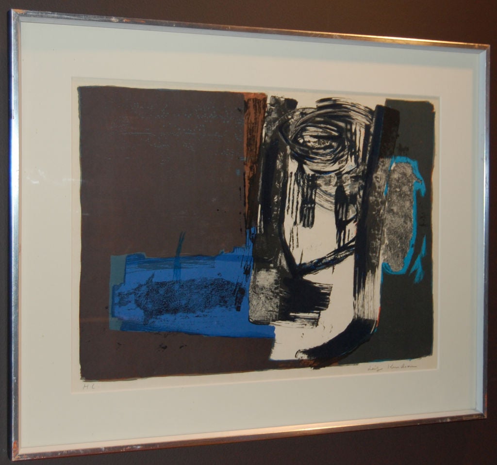 Swedish Abstract Lithograph "Man" by Leif Knudsen c. 1962