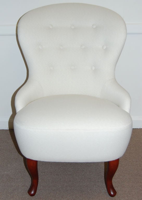 Upholstery Vintage Swedish Slipper Chair in Jim Thompson Fabric