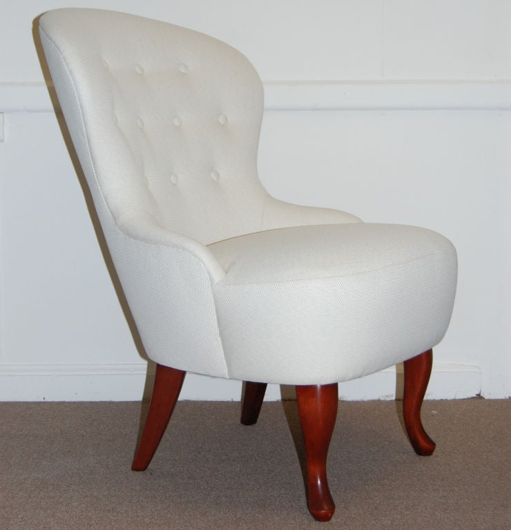 Vintage Swedish Slipper Chair in Jim Thompson Fabric 1