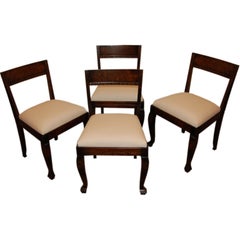 Antique Set of Four Swedish Art Deco Neoclassical Dining Chairs