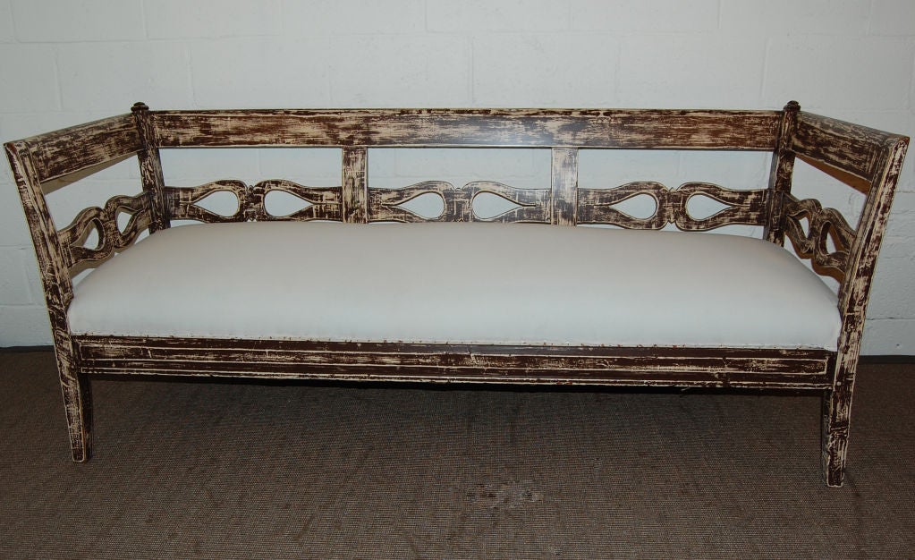 19th Century *SALE*  Antique Swedish Country Gustavian Painted Settee