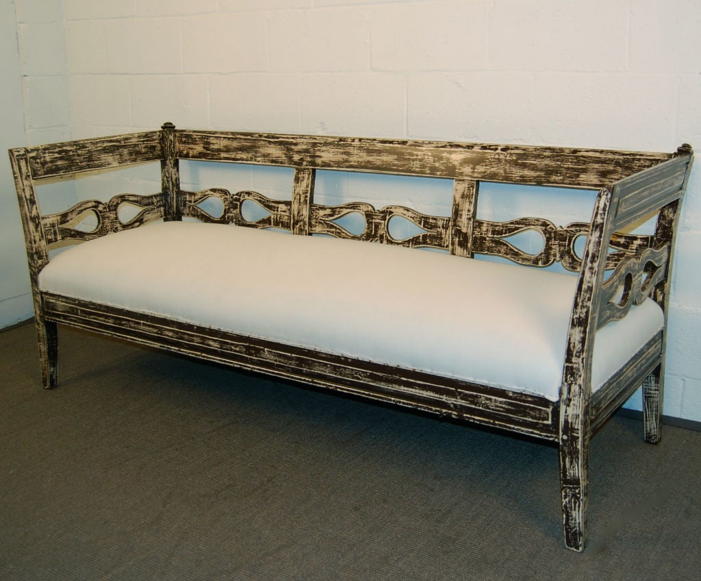 *SALE*  Antique Swedish Country Gustavian Painted Settee 1