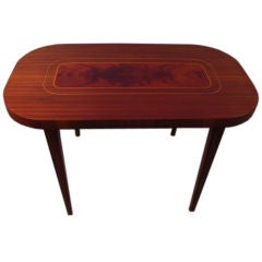 Swedish Art Moderne Crotch Mahogany Inlaid End or Side Table