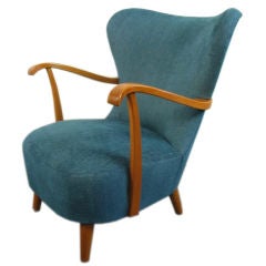 Swedish Art Moderne Open Arm Chair in Golden Elm
