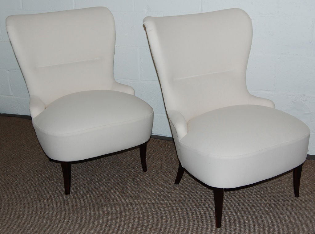 Sale Pair of Swedish Art Moderne Slipper Chairs, Com Ready In Good Condition In Atlanta, GA