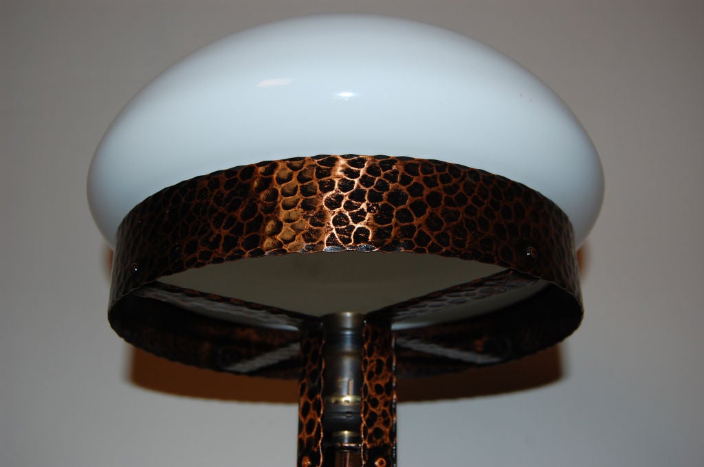 Glass Swedish Strindberg Hammered Copper Lamp