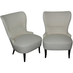Sale Pair of Swedish Art Moderne Slipper Chairs, Com Ready