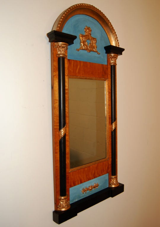 Wood Antique Swedish Empire Period Mirror