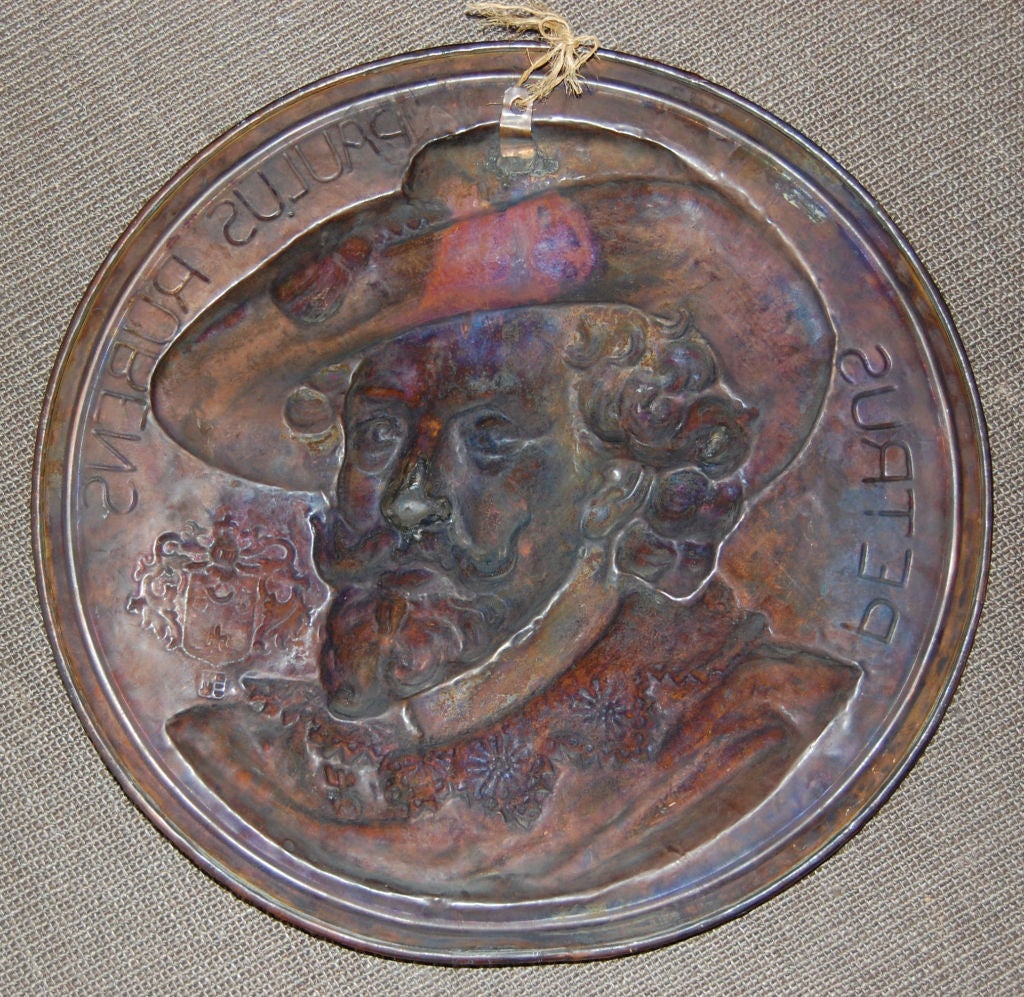 Molded Copper Rondel Plaque of Peter Paul Rubens For Sale