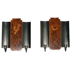PR Art Deco Intarsia Sconces by Birger Ekman for Molby Intarsia 7