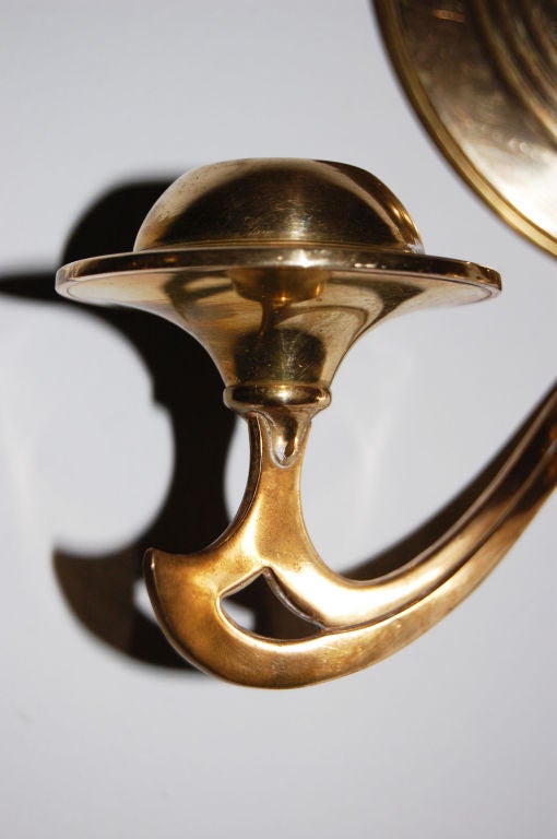 Pair of Swedish Brass Wall Candle Sconces or Appliques at 1stdibs