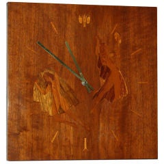 Swedish Art Moderne Intarsia Wall Clock