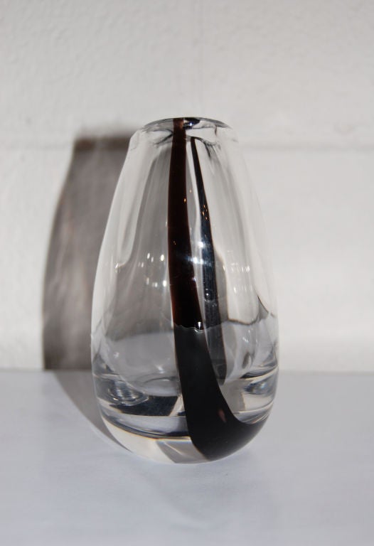 Swedish Cased Crystal Art Glass Vase by Vicke Lindstrand for Kosta
