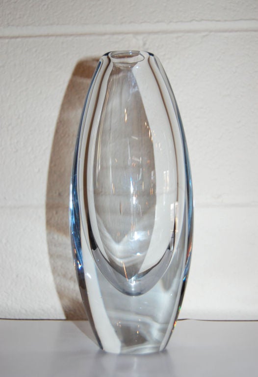 Swedish Art Glass Crystal Vase by Strombergshyttan In Excellent Condition In Atlanta, GA