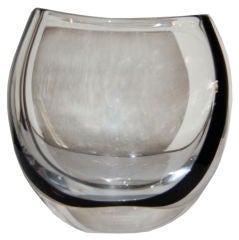 Retro Cased Crystal Art Glass Vase by Vicke Lindstrand for Kosta