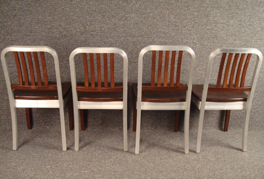 Maple Set of Four Shaw Walker Model 8310- WS Wood and Aluminum Chairs
