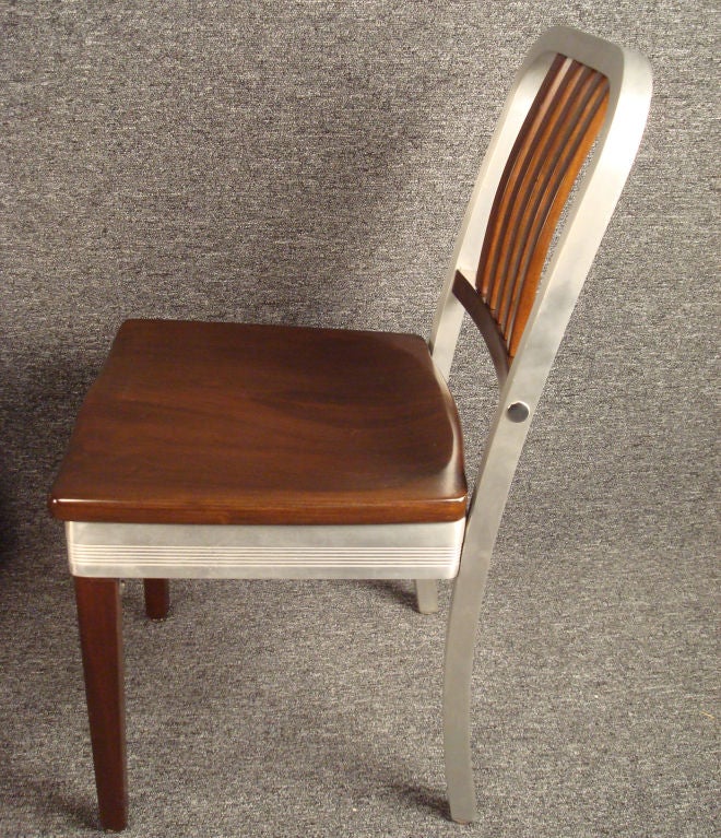 Set of Four Shaw Walker Model 8310- WS Wood and Aluminum Chairs 1