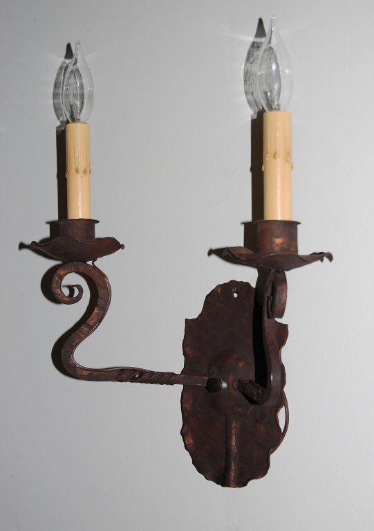 20th Century Vintage Swedish Wrought Iron Electrified Sconce