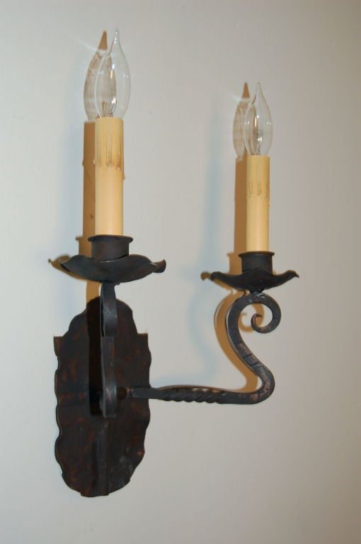 20th Century Vintage Swedish Wrought Iron Electrified Sconce