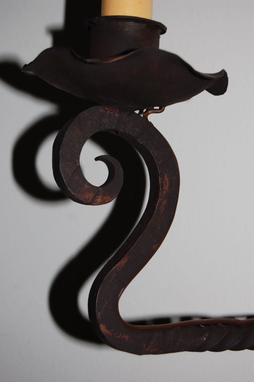 Vintage Swedish Wrought Iron Electrified Sconce 1