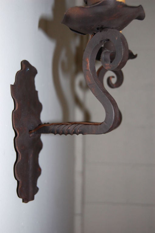 Vintage Swedish Wrought Iron Electrified Sconce 3