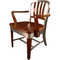 Shaw Walker Model 8312 Restored Wood and Aluminum  Arm Chair