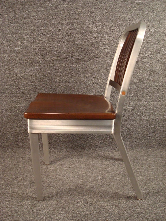 Shaw Walker Wood and Aluminum Side Chair