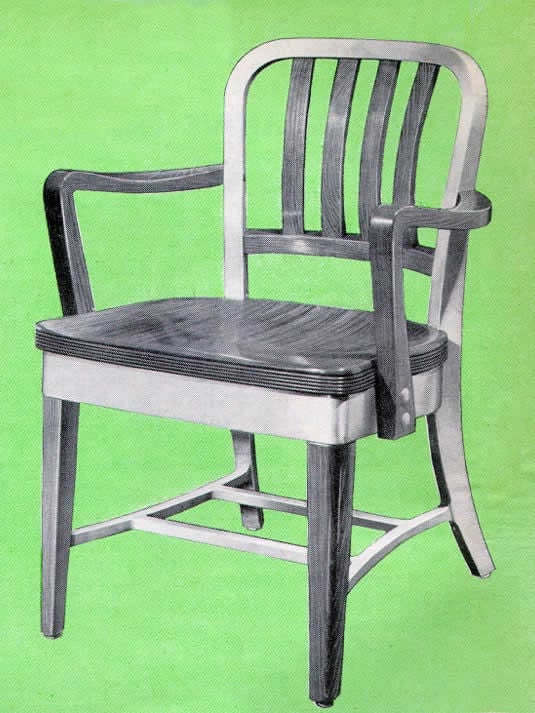 Shaw Walker Model 8312 Restored Wood and Aluminum  Arm Chair 3
