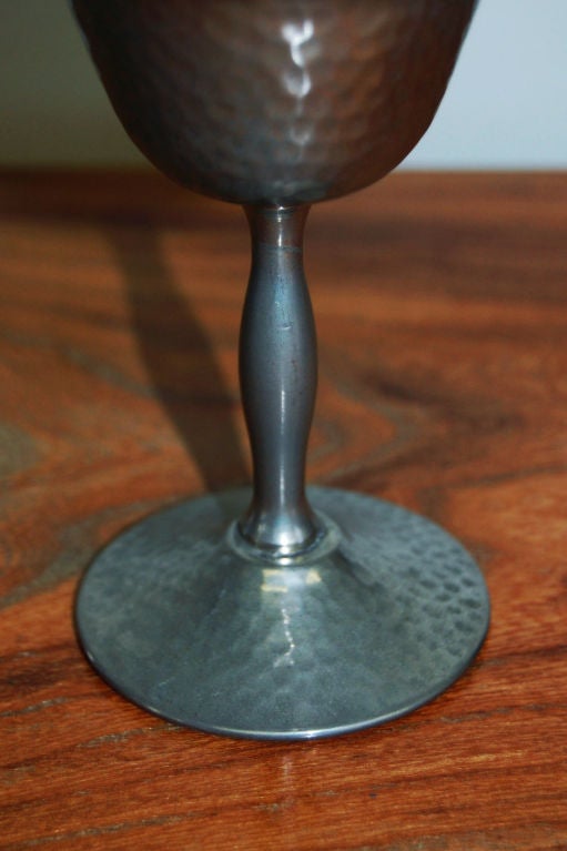 Set of Six Hammered Silverplate English Goblets 3