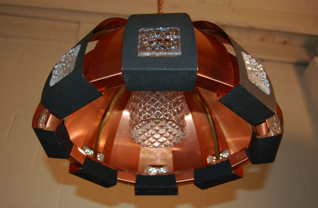 Swedish Modernist Dome Pendant Chandelier by Verner Schou In Good Condition For Sale In Atlanta, GA