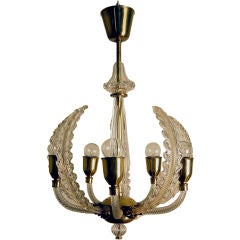 Vintage Crystal Leaf Chandelier by Orrefors