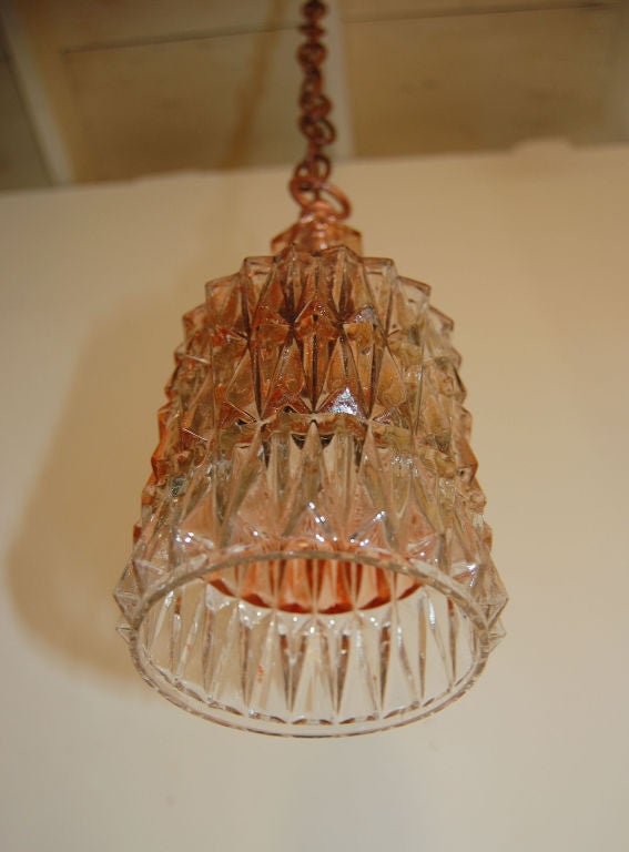 Pair of Vintage Swedish Copper and Glass Pendants In Good Condition For Sale In Atlanta, GA
