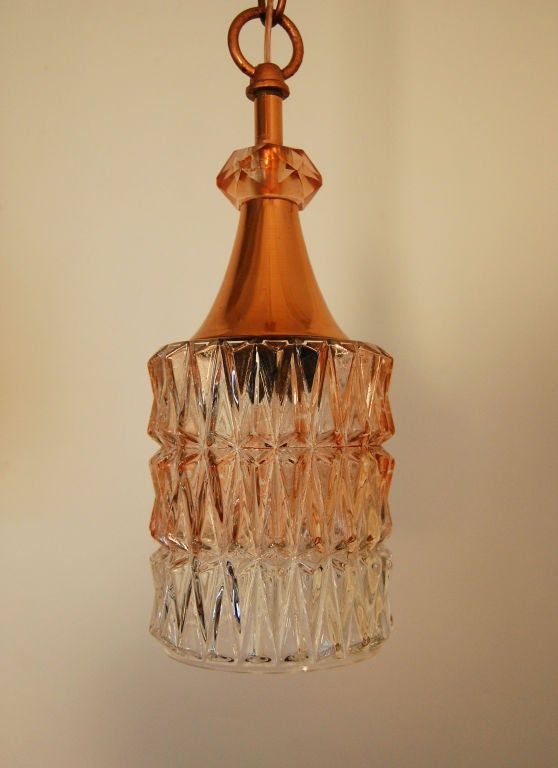 Mid-20th Century Pair of Vintage Swedish Copper and Glass Pendants For Sale