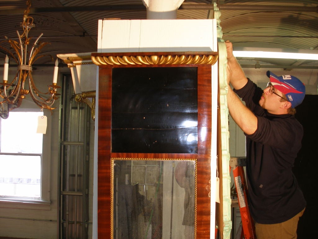 Empire Mahogany and Parcel Gilt Mirror