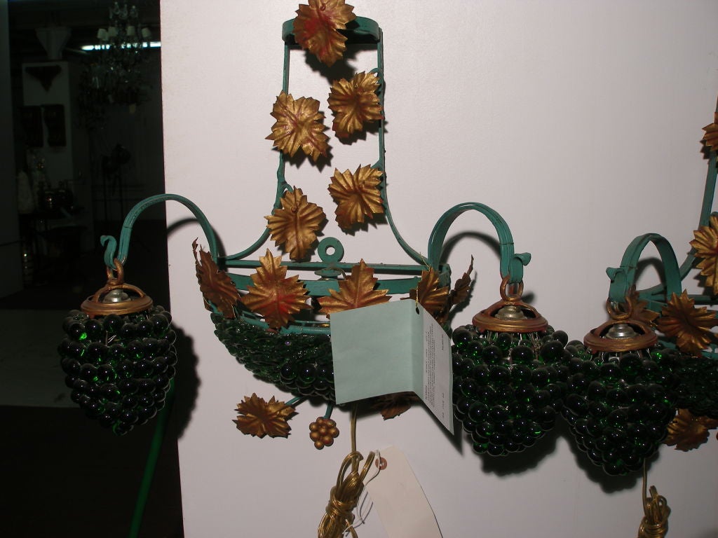 Pair of Green and Gold Grape Form Sconces