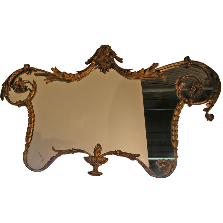 English Curved Wood Frame Mirror For Sale