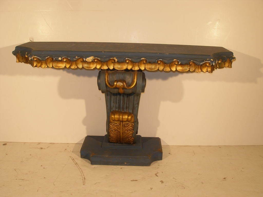 Rococco Style Blue & Parcel Gilt Console