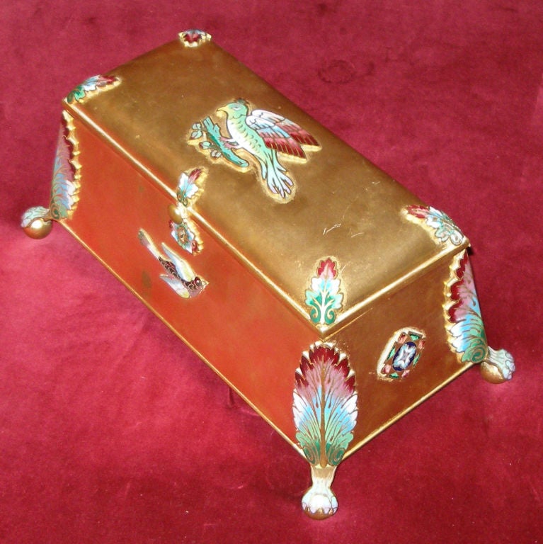 French Bronze & Enamel Jewlery Box