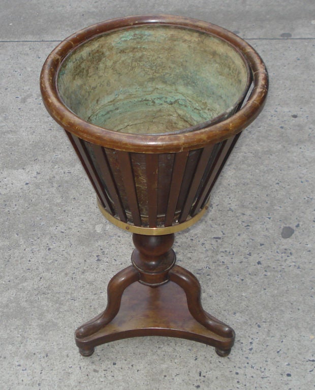 Late 20th Century Mahogany  Champagne Bucket  or Planter on Stand For Sale