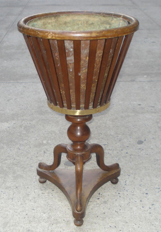 American Mahogany  Champagne Bucket  or Planter on Stand For Sale