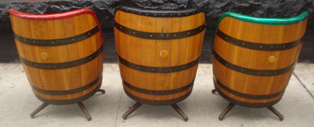 Wood 3 Barrel Chairs For Sale
