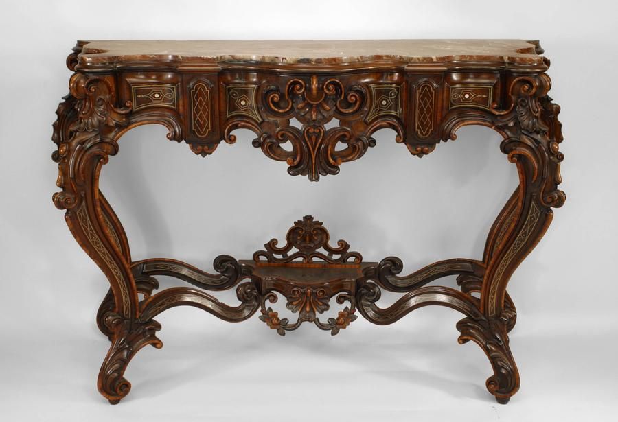 Wood Pair of Palatial 19th Century Italian Rococo style Consoles For Sale